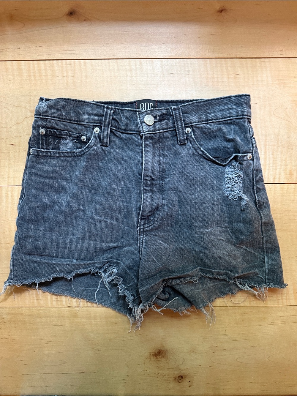 BDG Urban Outfitters Dark Wash Distressed High-Rise Jean Shorts Beach Cowgirl